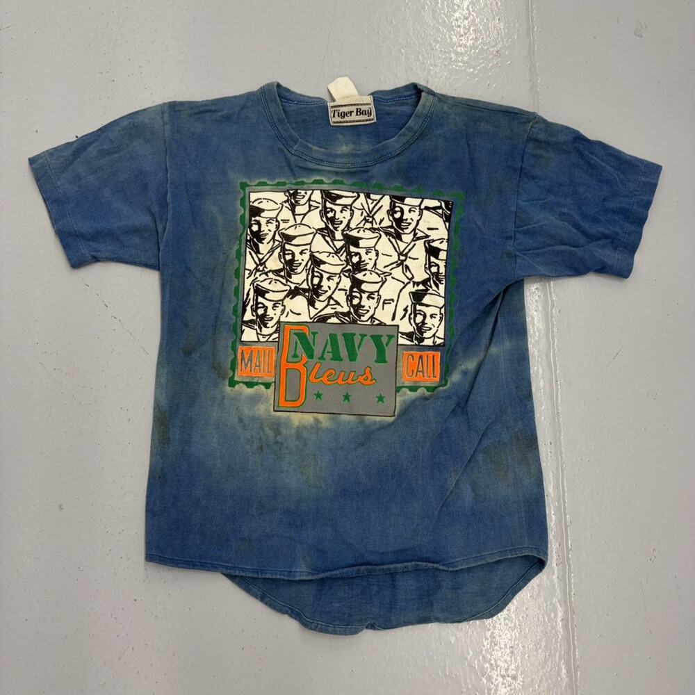 Vintage 80s Navy Bleus Mail Call Blue Baby Tee